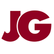  Ein rotes Logo mit den Buchstaben J und G, die in einer modernen Schriftart gestaltet sind, auf einem neutralen Hintergrund. 